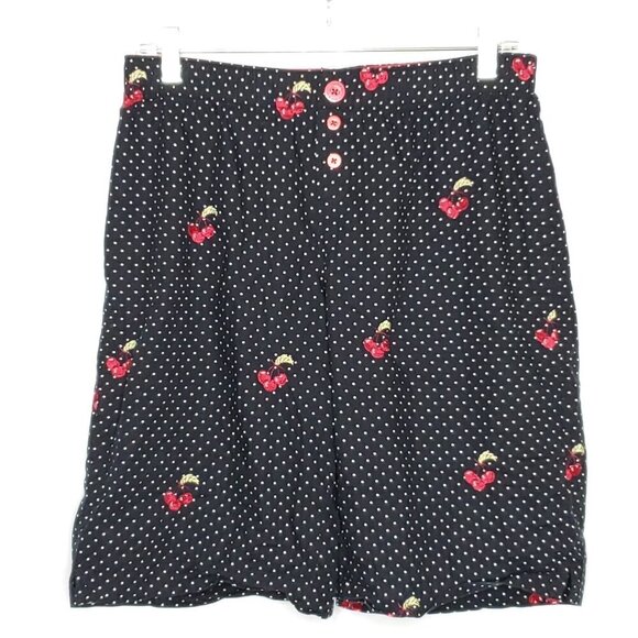 Nick & Nora Sleepwear Shorts Sz S Cherries Polka Dots Pj Boxers Sleep Black Red - Picture 1 of 6